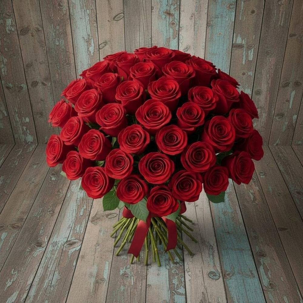 Букет 55 Красных роз Фридом в Етеревской