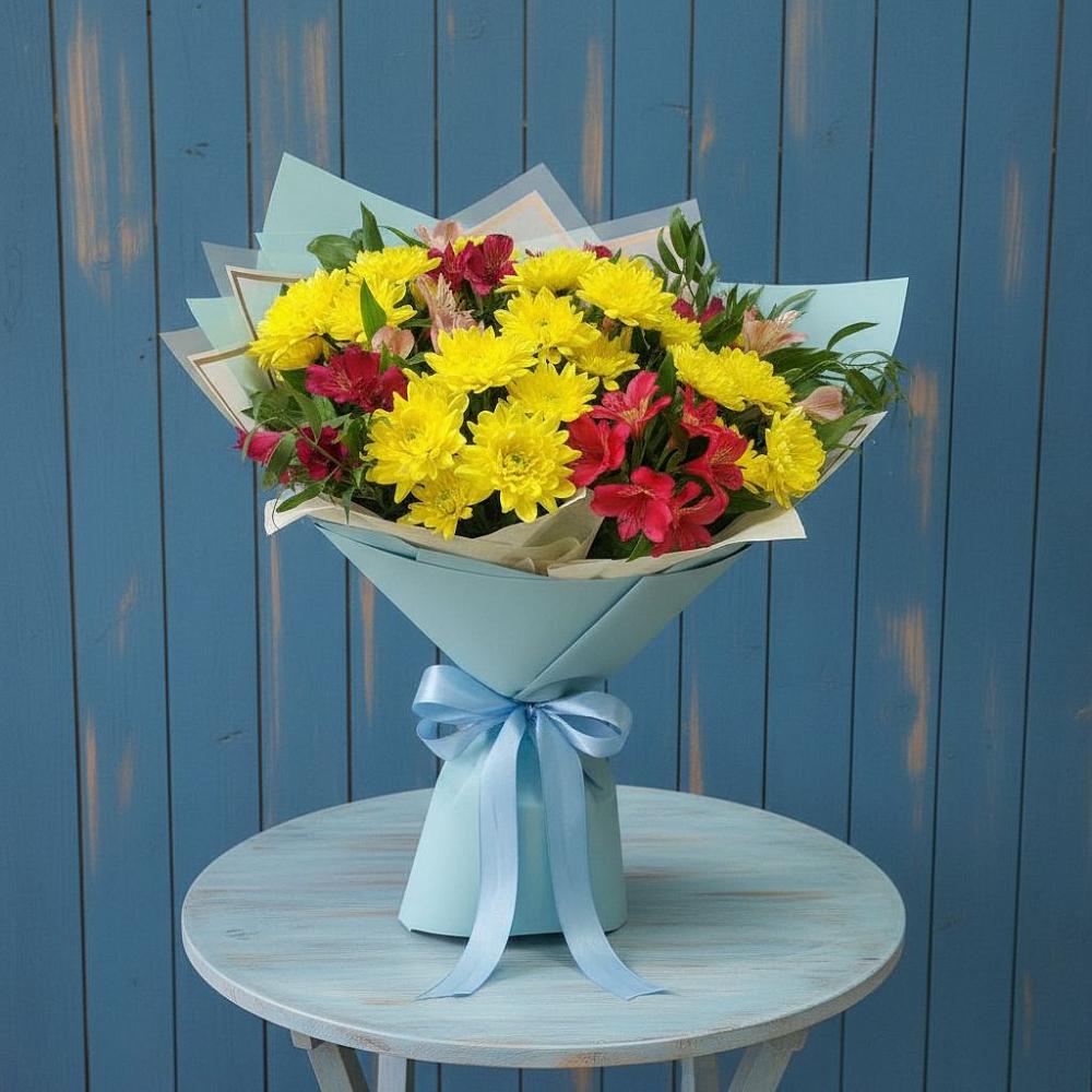 Букет цветов из: Альстромерии и Хризантемы в Етеревской