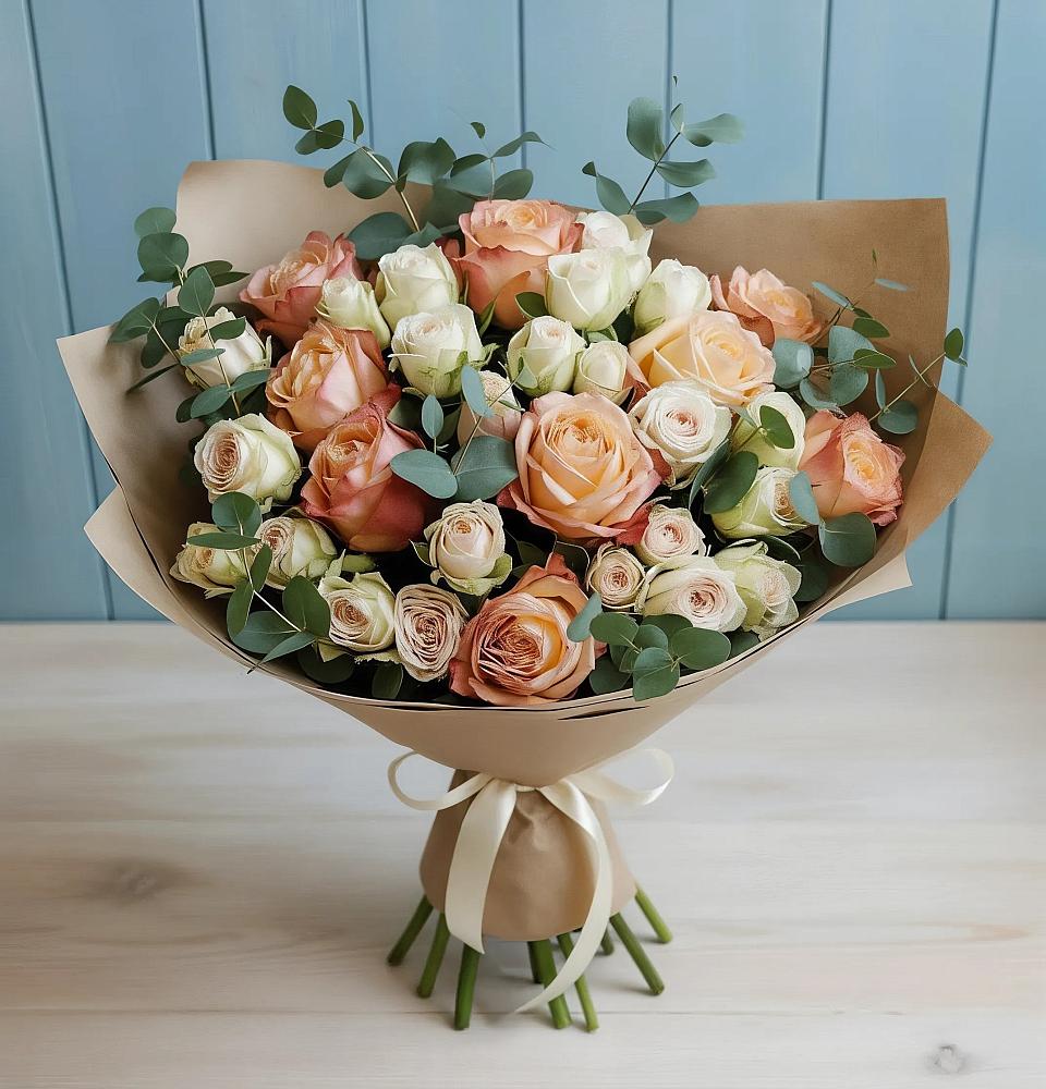 Букет цветов из: Альстромерии и Розы в Етеревской