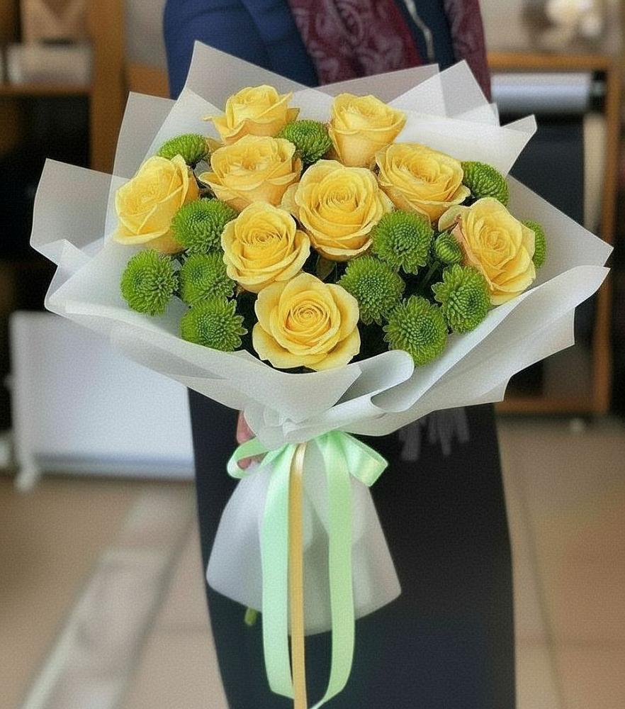 Букет цветов из: Хризантемы и Розы в Етеревской