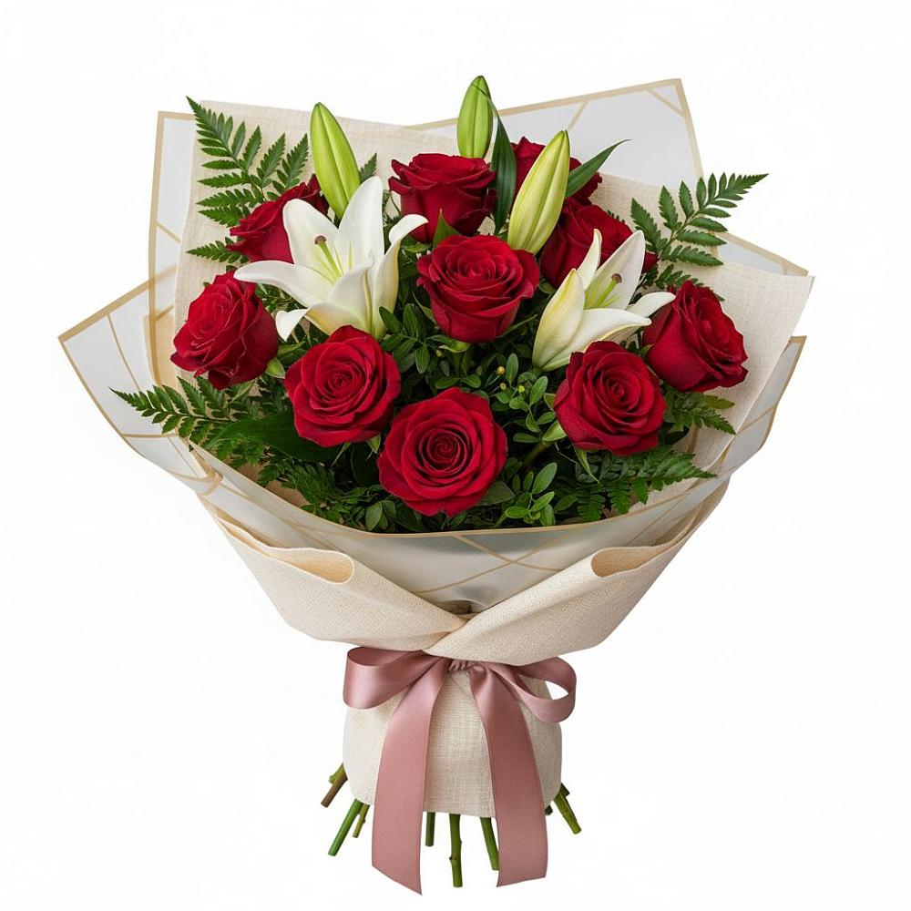 Букет цветов из: Лилии и Розы в Етеревской