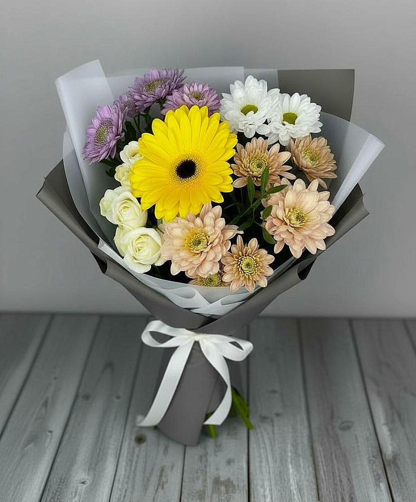 Букет цветов из: Розы, Герберы и Хризантемы в Етеревской