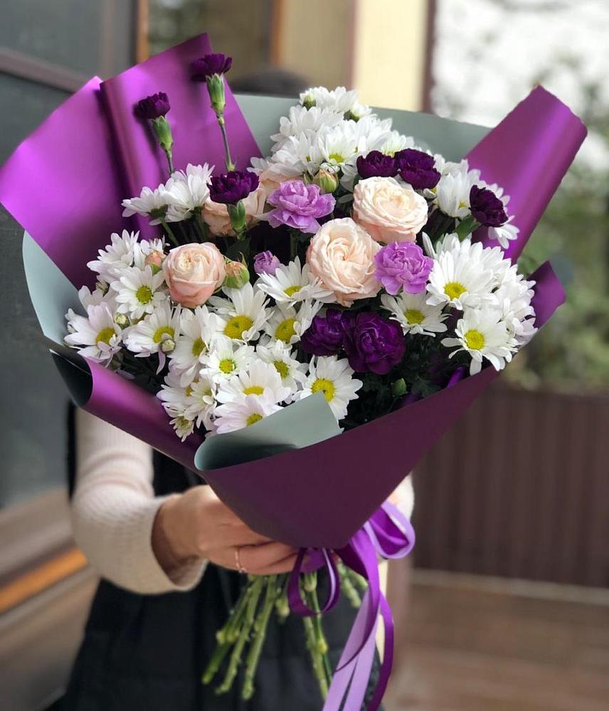 Букет цветов из: Хризантемы, Гвоздики и Розы в Етеревской