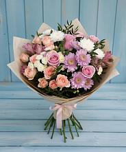 Букет цветов из:  Хризантемы, Розы и Альстромерии #REPLACE_PRED# Етеревской