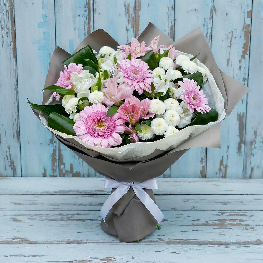 Букет цветов из: Герберы, Альстромерии и Хризантемы в Етеревской