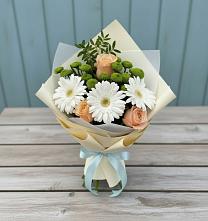 Букет цветов из:  Герберы, Розы и Хризантемы в Етеревской